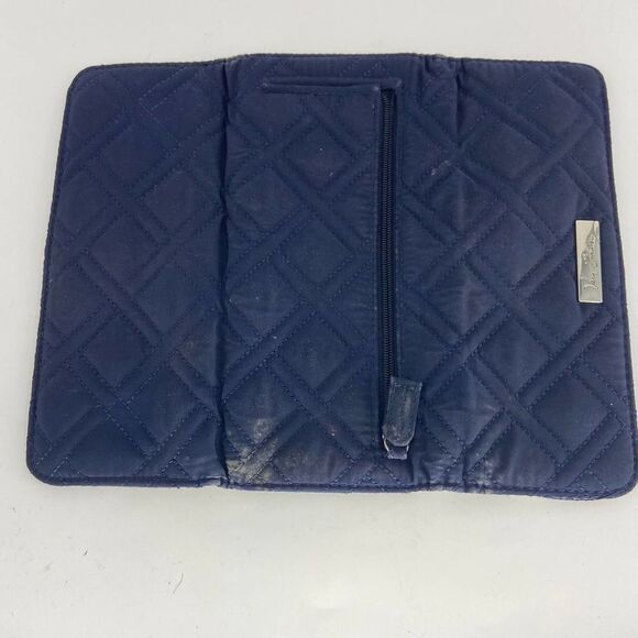 Vera Bradley Blue Quilted Trifold Card Holder Snap Wallet - Picture 5 of 7